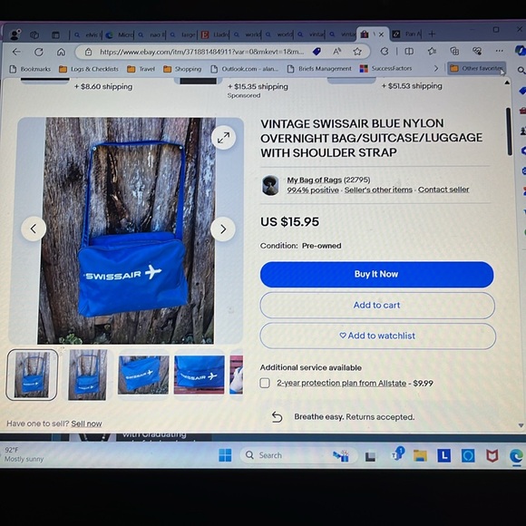 NWOT SWISSAIR STEWARDESS BAG BLUE and WHITE - Picture 2 of 9